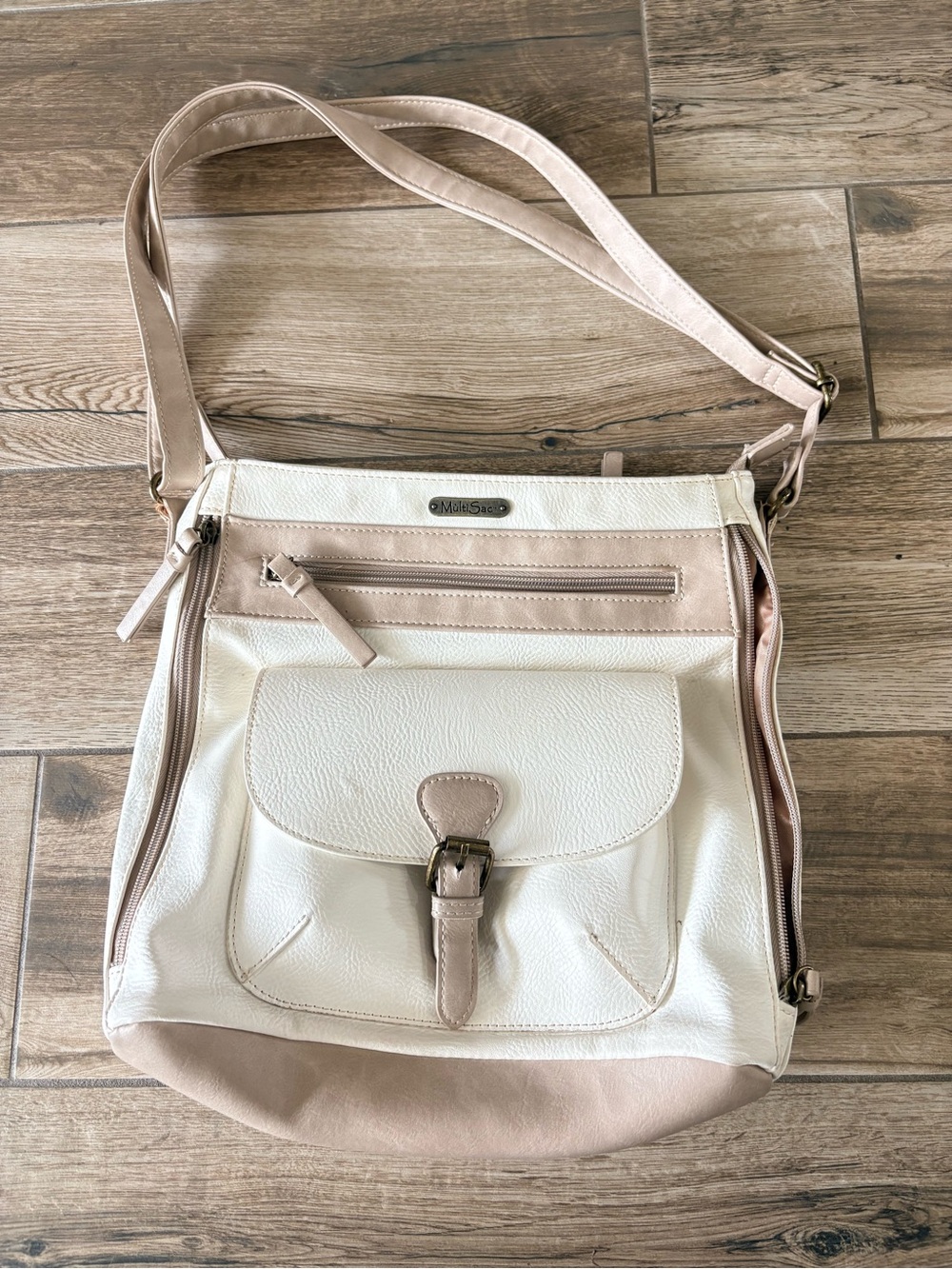 MultiSac multi compartment organizer bag handbag crossbody Cream & Taupe